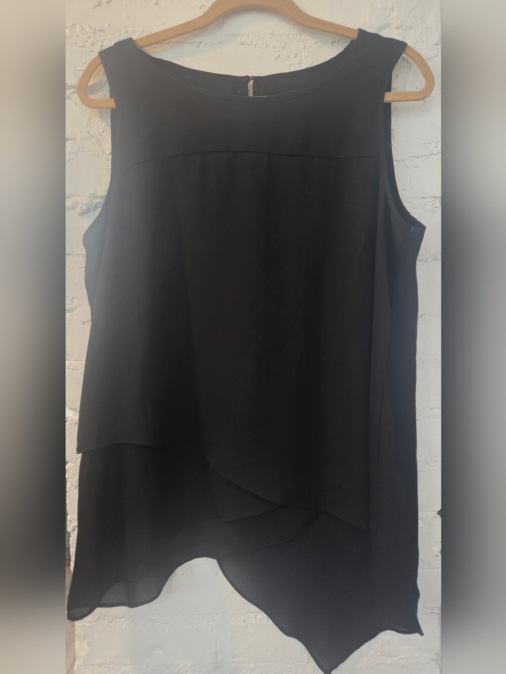 Cable & Gauge Black Asymmetrical Layered Sleeveless Blouse